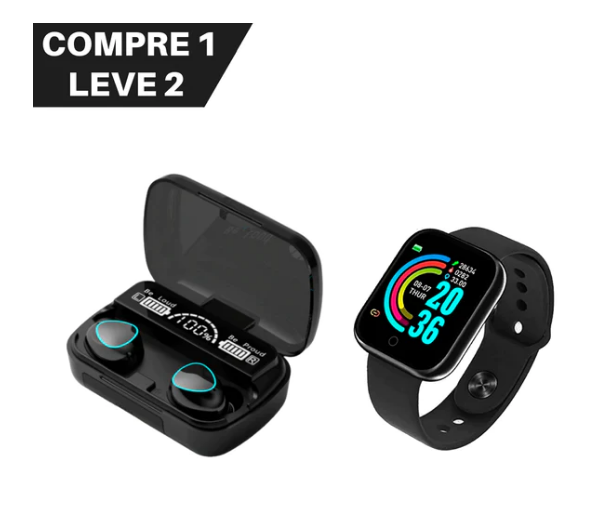 [ Compre 1 LEVE 2 ] Fone Bluetooth + Smartwatch de Brinde Exclusivo