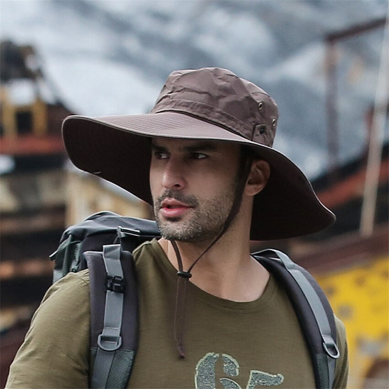 Chapéu de Pesca Masculino Proteção UV + Manga Protetora de Brinde